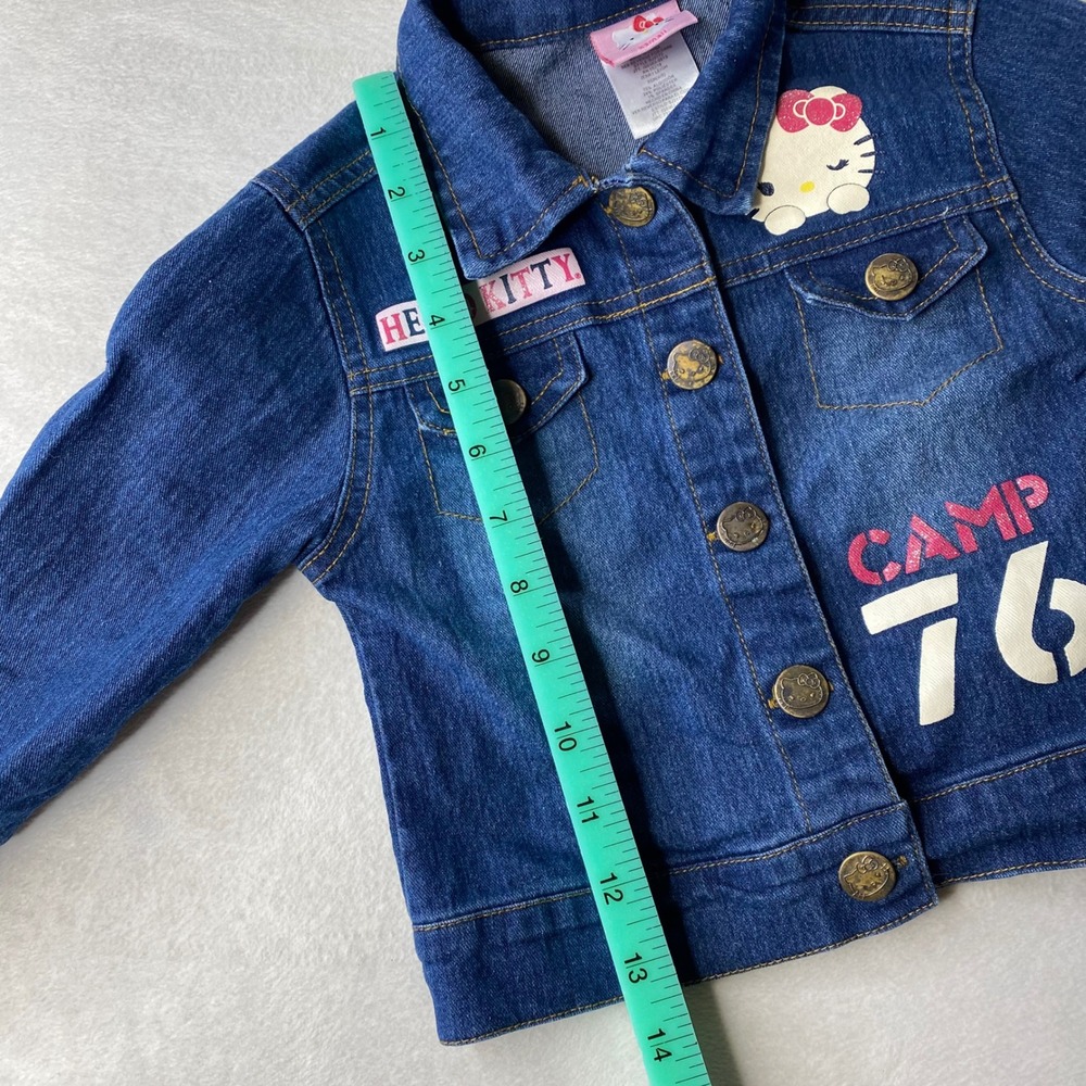 Sanrio Hello Kitty Denim Jacket Girls XS 4/5 Toddler Cartoon Camp 76 Cute Kids - Picture 10 of 13
